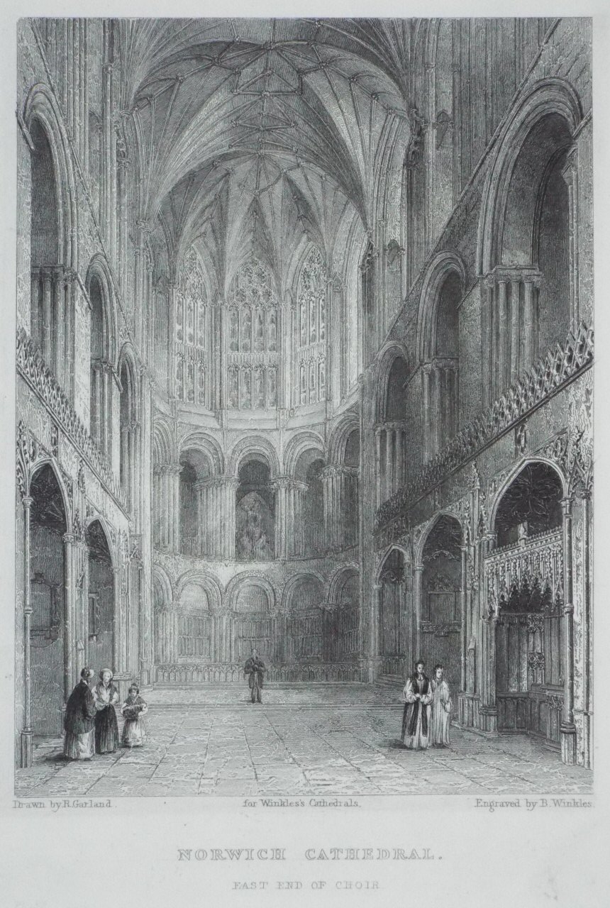 Print - Norwich Cathedral. East end of Choir. - Winkles